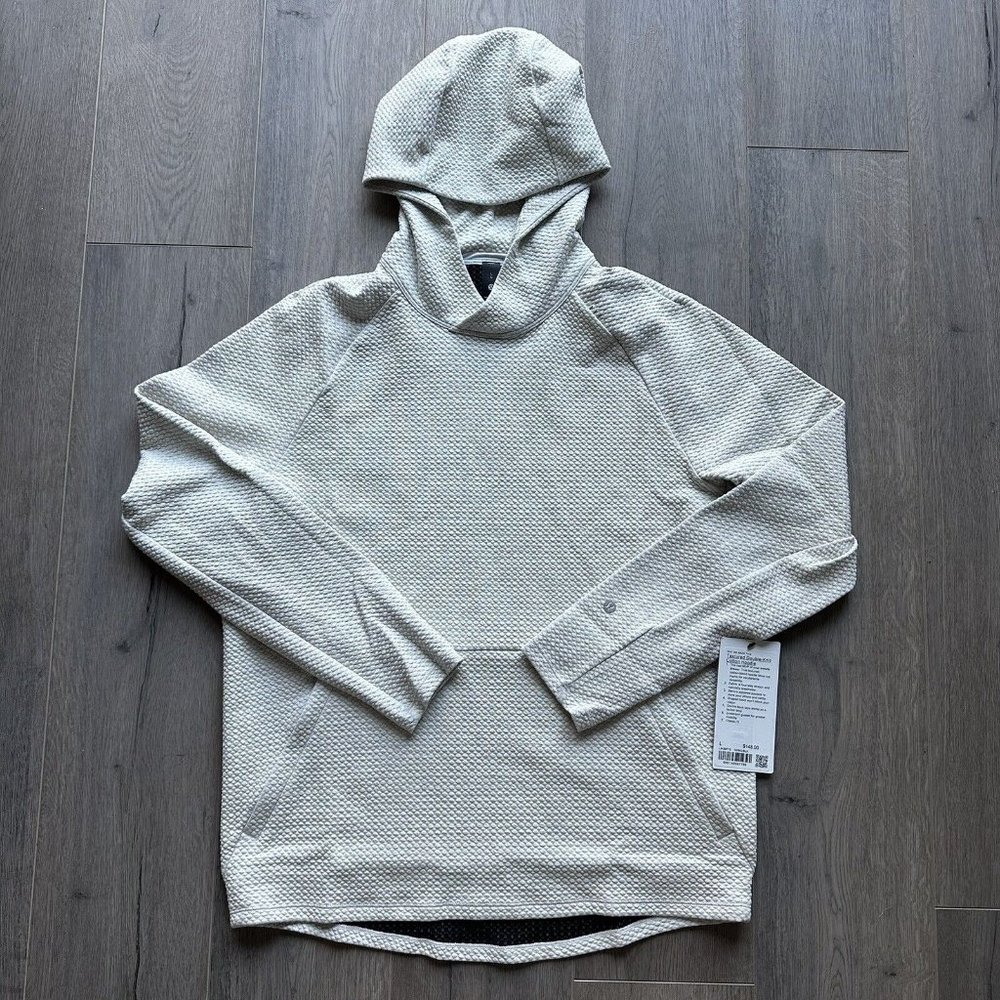 lululemon Textured Double-Knit Cotton Hoodie Heathered Bone Ivory Size L NWT 🍋